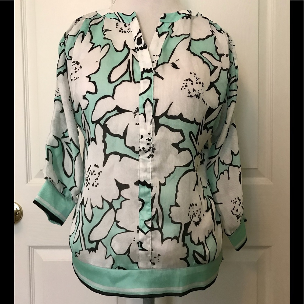 Pretty Flower Print Semi-Sheer Blouse